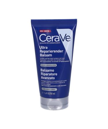 CeraVe Ultra repairing balm for face body and lips cream for dry rough and cracked skin with 3 essential ceramides and hyaluronic acid 50 ml
