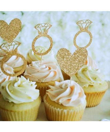 JeVenis Set of 44 Glitter Wedding Cupcake Toppers Diamond Ring Cupcake Toppers I Do Cupcake Topper for Wedding Engagement Bridal Shower Decorations - Buy Online on GoSupps.com