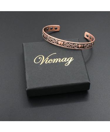 Vicmag Copper Magnetic Bracelet for Women - 99.99% Pure Copper - 6X Ultra Strength Magnets - Adjustable Size - Gift Box Included - Buy Online on GoSupps.com