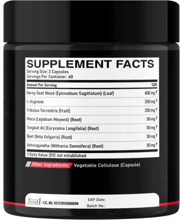 7 in-1 Ultra Test Support with Tribulus Terrestris Horny Goat Weed L-Arginine Maca Root Tongkat Ali Beet Root - Energy Workout Muscle Strength Support 120 Capsules 120 Count (Pack of 1) - Buy Online on GoSupps.com