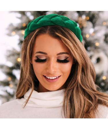 DRESHOW Braided Headbands for Women Velvet Hair Hoop Elastic Criss Cross Hair Bands Accessories 1 Pc Braided Hair Hoop: Blackish Green 1 - Buy Online on GoSupps.com