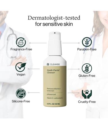 Dermasport Gentle Facial Cleanser for Swimmers - Moisturizing Fragrance-Free Face Wash Removes Sunscreen & Chlorine Natural Extracts 2 fl oz - Buy Online on GoSupps.com