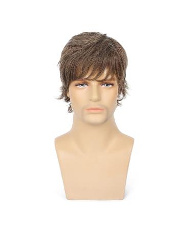Beweig Men's Short Brown Layered Fluffy Wig - Synthetic Hair for Halloween Cosplay | Includes Wig Cap - Buy Online on GoSupps.com