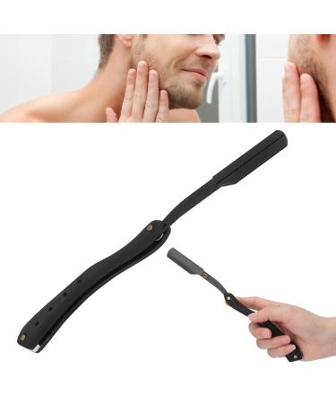 Premium Black Stainless Steel Straight Edge Razor - Men's Manual Safety Shaver for Smooth Shaving - Buy Online on GoSupps.com