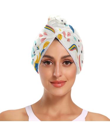 Running Horses Hair Towel 2 Pack Super Absorbent Hair Drying Towel Quick Dry Hair Turbans Head Towel with Button Twisty Wrap for Women Girls