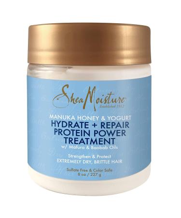 Shea Moisture Manuka Honey & Yogurt Hydrate + Repair Protein Power Treatment, Hair Mask, Deep Conditioner and Hair Treatment, 8 oz