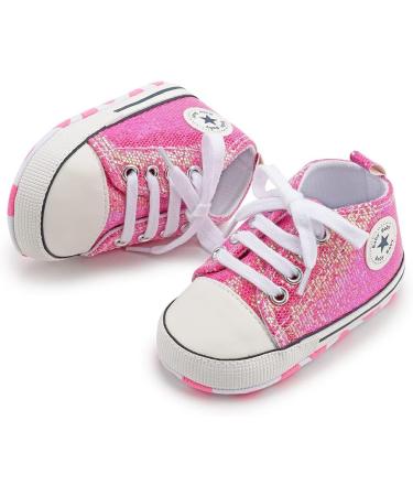BAIELey High Top Baby Sneakers - Pink, 6-12 Months | Bling Sequins Soft Sole Infant Shoes - Buy Online on GoSupps.com