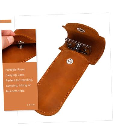 Minkissy 2-Piece Razor Case Handbag Organizer for Men - Leather Holster & Storage Cover in Light Brown - Perfect Shaving Accessory - Buy Online on GoSupps.com