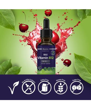 Maxion Vitamin B12 5000 mcg to Help Produce Red Blood Cells and Boost Energy Supports Cognitive Function Improved Memory and the Immune System Cherry Flavour 30ml - Buy Online on GoSupps.com