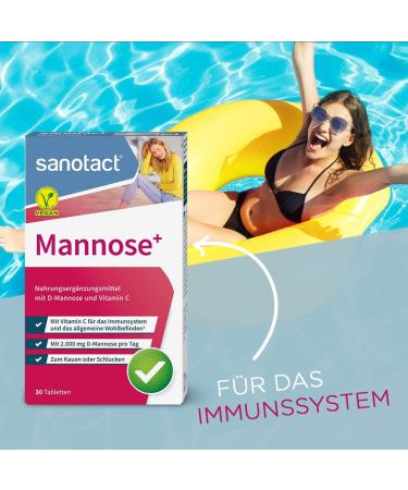 Sanotact Mannose+ | 30 High Dose D-Mannose Tablets with Vitamin C | 2000 mg Daily Support - Buy Online on GoSupps.com