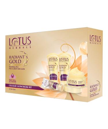 Lotus Herbals Radiant Gold Facial Kit for instant glow with 24K Pure Gold & Papaya 170g (Multi Use)