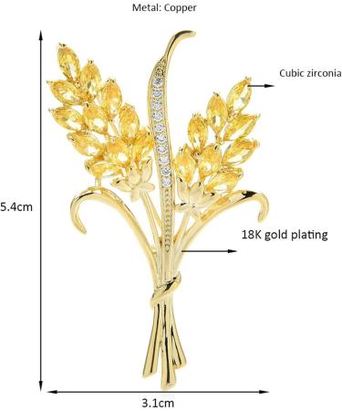Pin Jewelry Gifts for Women Ladies Fashion Accessories Ladies Elegant Wheat Brooch Wheat Shaped Brooch Party Banquet Brooch Brooches & Pins - Buy Online on GoSupps.com