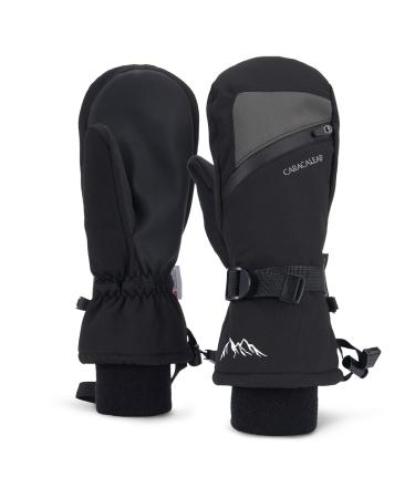 Caracaleap Ski Gloves Winter Gloves Gloves Men Women Winter Snow Mittens Waterproof Winter Gloves ML Black