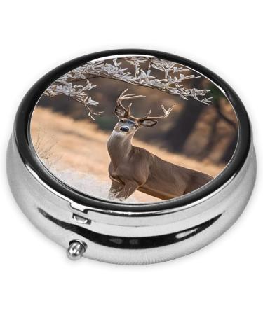Free Whitetail Deer Mini Round Pill Box | 3 Compartment Travel Organizer | Portable Pill Case for Home & Office - Buy Online on GoSupps.com