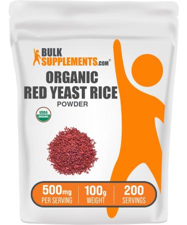 BulkSupplements.com Organic Red Yeast Rice Powder - Organic Red Yeast Rice Supplement for Heart Health Support - Vegan Friendly 500mg per Serving 100g (3.5 oz) (Pack of 1) 3.5 Ounce (Pack of 1)