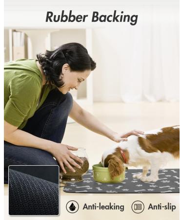 QIUKUN Pet Feeding Mat-Absorbent Dog Food Mat-Dog Mat for Food and Water-No Stains Quick Dry Dog Water Dispenser Mat-Pet Supplies-Dog Placemat Dog Water Bowl for Messy Drinkers 12"X19" Dark Grey - Buy Online on GoSupps.com