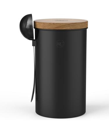 KC Kitchen & Co. Coffee Jar with Spoon for 250 g Coffee Beans or Tea (Matte Black)