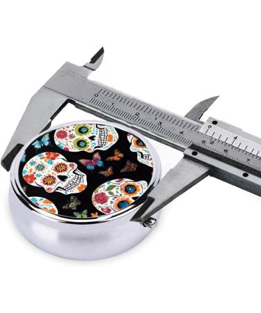 Buy Sugar Skulls Round Pill Box 3 Compartment Portable Travel Case for Vitamins & Medication | Mini Decorative Organizer - Buy Online on GoSupps.com