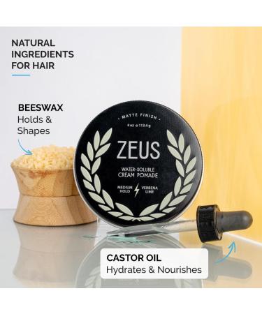 ZEUS Texture Cream Hair Pomade - Medium Hold Natural Shine Water Soluble for Men - 4 oz Made in USA - Buy Online on GoSupps.com