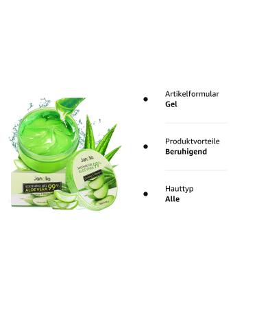 Janolia Aloe Vera Gel 300ml | Soothing Moisturizer for Face & Body | Natural Sunburn Relief & Self-Tanner | Pure Aloe Vera Extract - Buy Online on GoSupps.com
