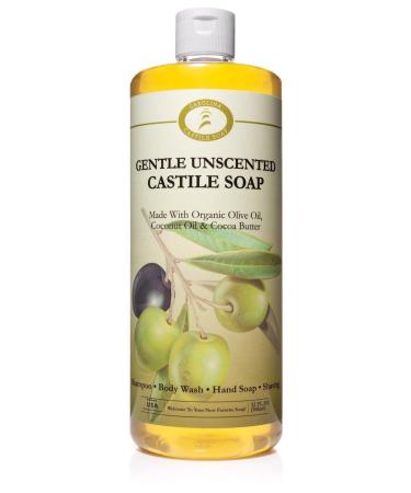 Carolina Castile Soap Unscented Castile Soap Liquid - 32 oz Vegan & Pure Organic Soap Concentrated Non Drying All Natural Formula Good for Sensitive Skin (32 Ounces) Unscented 32 Ounce