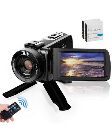VJIANGER Video Camera Camcorder, Digital YouTube Vlogging Camera FHD 2.7K 30FPS 24MP 16X Digital Zoom 3 Inch Touch Screen Video Recorder with Remote Control and Tripod, 2 Batteries