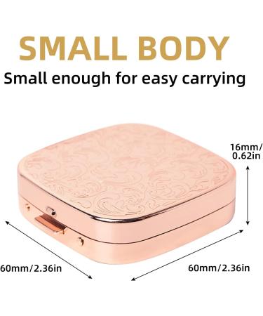Simple Metal Portable Mini Medicine Box - 3 Compartment Storage Case (Rose) | International Shipping Available - Buy Online on GoSupps.com
