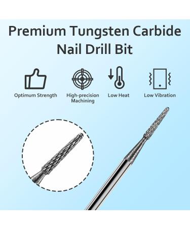 CGBE Nail Miller Attachments | 3/32 Wolfram Carbide Bits for Manicure & Pedicure | Cone Shape Drill Bits for Dead Skin & Rhinestones Removal - Buy Online on GoSupps.com