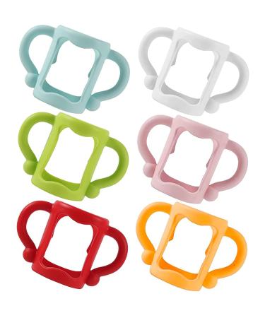 6 Pack Baby Bottle Handles for Dr Brown Multicolors Silicone Baby Bottle Handles Baby Bottle Holder with Easy Grip to Hold Their Own Bottle BPA-Free