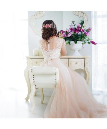 Lurrose Bride Wedding Hair Comb Combs for Hair Rhinestone Pearls Leaf Hair Piece Crystal Hair Side Comb for Women and Girls Rosy - Buy Online on GoSupps.com