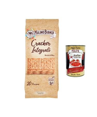 Italian Gourmet E.R. Mulino Bianco Whole Grain Crackers with Durable Fiber-Rich Flour 500g + Italian Gourmet Pulp 400g (3 Pack)
