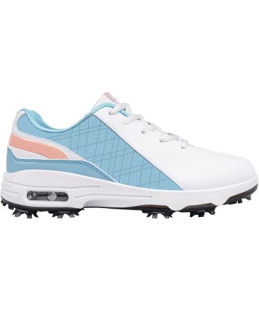Fenlern Women's Golf Shoes - Lightweight Anti-Slip Outdoor Spikes for Golf Training | 36 EU Light Blue & Pink - Buy Online on GoSupps.com