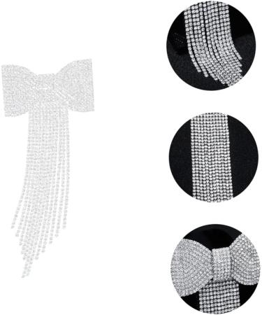 FOMIYES Bridal Tassel Hair Clip Wedding Rhinestone Bow Barrette Rhinestone Hair Bow Crystal Bowknot Clip Bridal Hair Bow Girl Hair Bows Bow for Hair Bridesmaid Luxurious Button Rhinestones - Buy Online on GoSupps.com