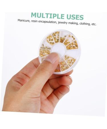 minkissy 54 Boxes Nail Art Accessories Gold Glitter Metal Nail Art Nail Stickers Punk Stickers False Nail Manicure Charm Nail Charm Decals Nail Jewelry Disc Plastic White Rivet - Buy Online on GoSupps.com