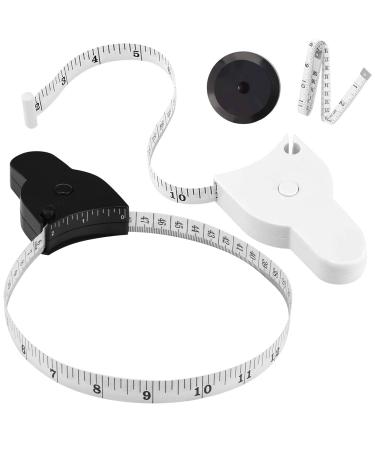 Automatic Telescopic Tape Measure(60in/150cm), Measuring Tape for Body,Self-Tightening Body Measuring Tape,Retractable Tape Measure for Fitness, Weight Loss, Tailor, Sewing, Handcrafts (4 PCS) black+white