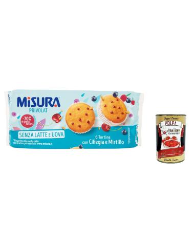 Italian Gourmet E.R. Misura Tortine con Ciliegia e Mirtillo Privolat Tartlets with Cherry and Blueberry 290 g No Milk or Eggs + Polpa Italian Gourmet 400 g Pack of 12
