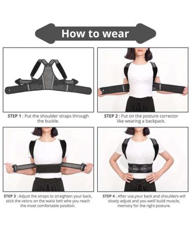 Posture Corrector for Men & Women - Adjustable Upper Back Brace for Pain Relief | Improve Posture & Comfort (L: 28-40in - Buy Online on GoSupps.com
