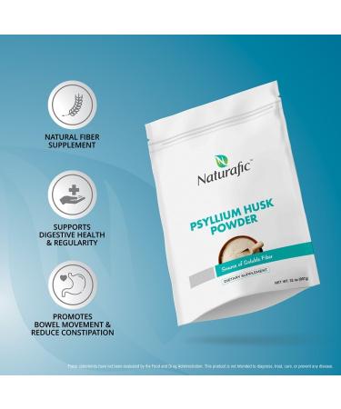 Naturafic Psyllium Husk Powder Unflavored Digestive Fiber Supplement for Bowel Regularity & Gut Health Non-GMO, Gluten-Free, Vegan, Keto Friendly 32oz - Buy Online on GoSupps.com