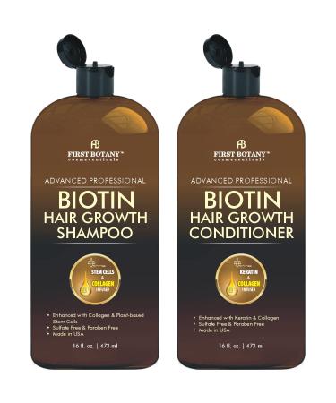 Biotin Hair Growth Shampoo Conditioner - An Anti Hair Loss Set Thickening formula, Collagen & Stem Cell For Hair Regrowth, Anti Thinning Sulfate Free For Men & Women Anti Dandruff Treatment 16 oz x2