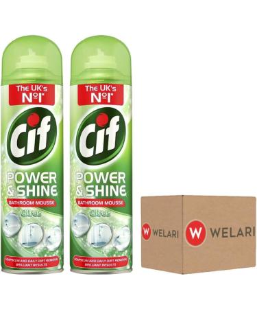 Cif Mousse Bathroom Cleaner Spray Citrus Lemon Foam Power Shine 500ml x 2 Dirt Soap Scum Limescale Remover for Plastic Enamel Chrome with Welari Thank you Card (2pack) - Buy Online on GoSupps.com