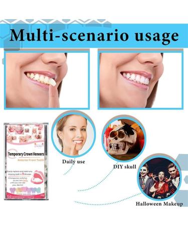 Smile Teeth Veneers - 50 Premium Temporary Crowns for Bad Tooth Coverage | Fast Styling & Healthy Materials | Includes Storage Box - Perfect for Cosmetic Dentistry - Buy Online on GoSupps.com