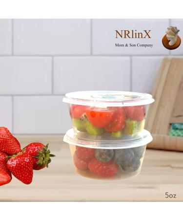 NRLinX 5 oz. Plastic Condiments Containers with Hinged Lids - 50 Sets | Multipurpose Small Sauce Cups for Dip, Dressing, Jello Shots - Buy Online on GoSupps.com