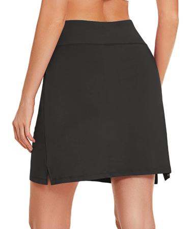 COOrun Women's Athletic Skorts with Pockets - Knee Length Skirt for Golf, Tennis & Workouts | XS-3XL | Black - Buy Online on GoSupps.com