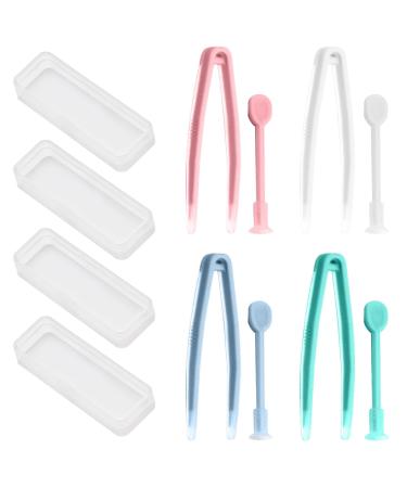 SculptZen 4 Packs Contact Lens Applicator Contact Lens Remover and Inserter Tool Kit Portable Plastic Contact Lens Tweezers Contact Lens Suction Stick Handler with Storage Case