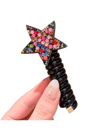 amangul Spirals Hair Ties for Women Waterproof Ponytail Holders for Teens Phone Cord Hair Ties Rhinestones Coil Hair Ties(Color)