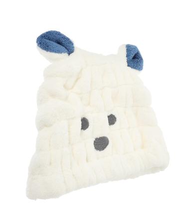 Angoily Shower Cap Headband Rabbit Ears Baby White Coral Fleece