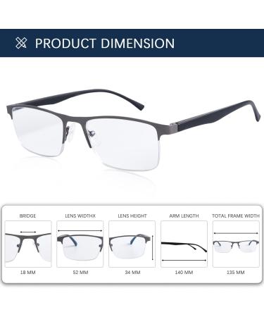 FONHCOO Half-Rim Reading Glasses for Men & Women | Blue Light Filter | 1.5X Visual Aid for Seniors - Stylish & Durable - Buy Online on GoSupps.com