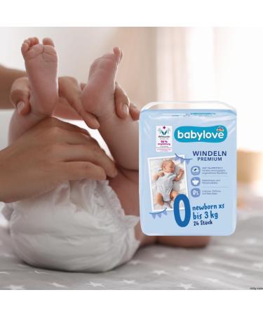 Babylove Premium Extra Soft Diapers XS for Newborns (Up to 3kg) - 24 Pack - Buy Online on GoSupps.com
