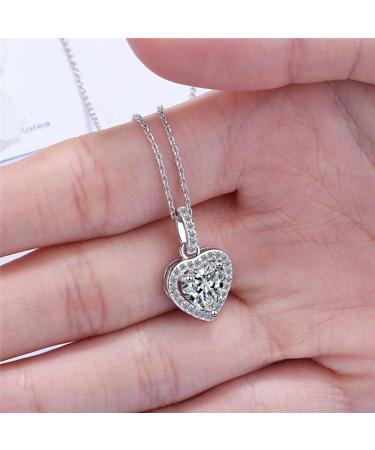HAODUOO Luxury Crystal Heart Pendant Necklace For Women Jewelry Trendy Sterling Silver Necklace Girls Chirstmas Gift - Buy Online on GoSupps.com