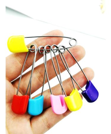 50 Safety Pins with Plastic Heads and Safe Locking Closures - Stainless Steel Diaper Pins for Cloth Diapers, Clothes, Crafts - Buy Online on GoSupps.com
